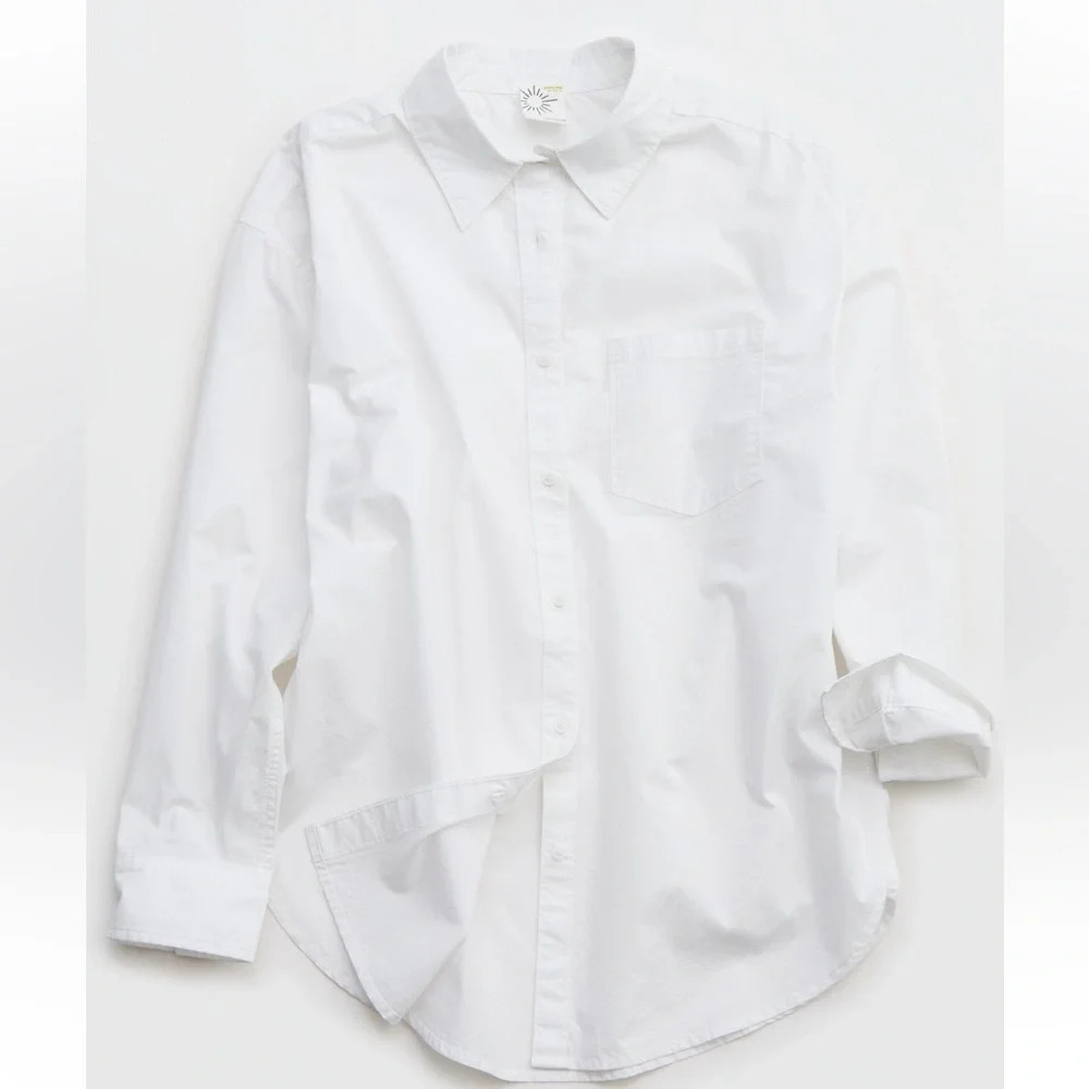 NWT OFFLINE Long Sleeve womens poplin Button Up Shirt Sz M casual, preppy - Picture 3 of 10